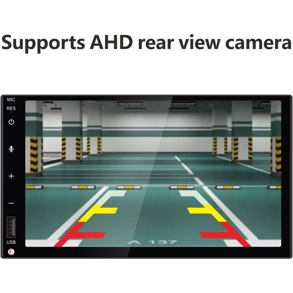 Double din Car Stereo, Wireless Carplay/Android Auto, 7 inch w/Rear Camera- NOB - Picture 9 of 16